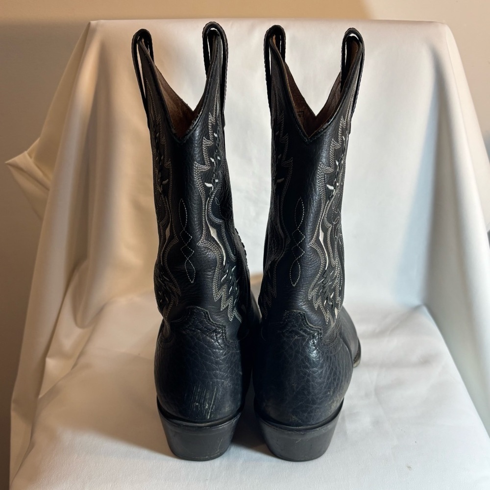 ARIAT Sz 9EE 4LR Black Leather Cowboy Boots with Contrasting Stitching - Picture 11 of 14